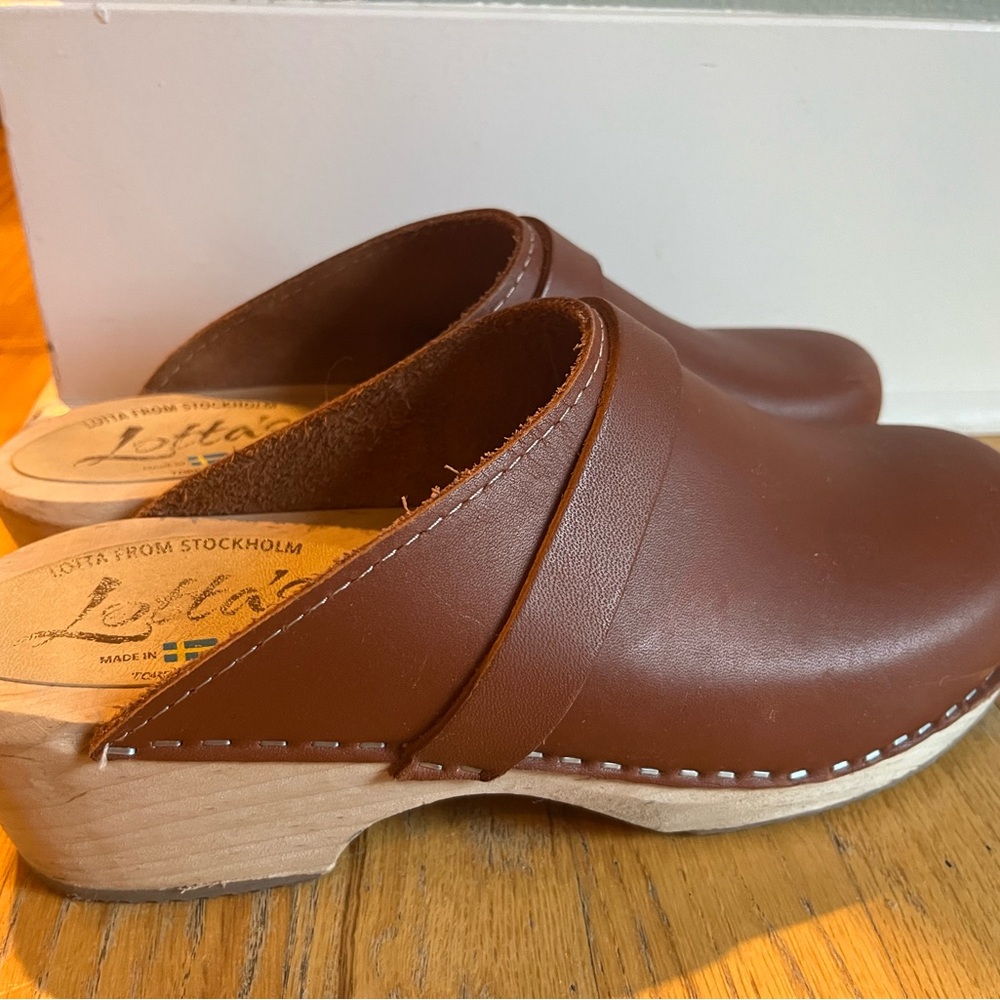 Lotta From Stockholm Brown Leather Clogs - Picture 5 of 5